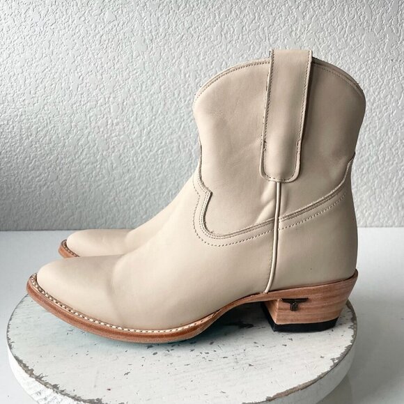 Lane PLAIN JANE Womens Cowboy Bootie 9.5 Pale Ivory Western Cowgirl Ankle Boot - Picture 4 of 12